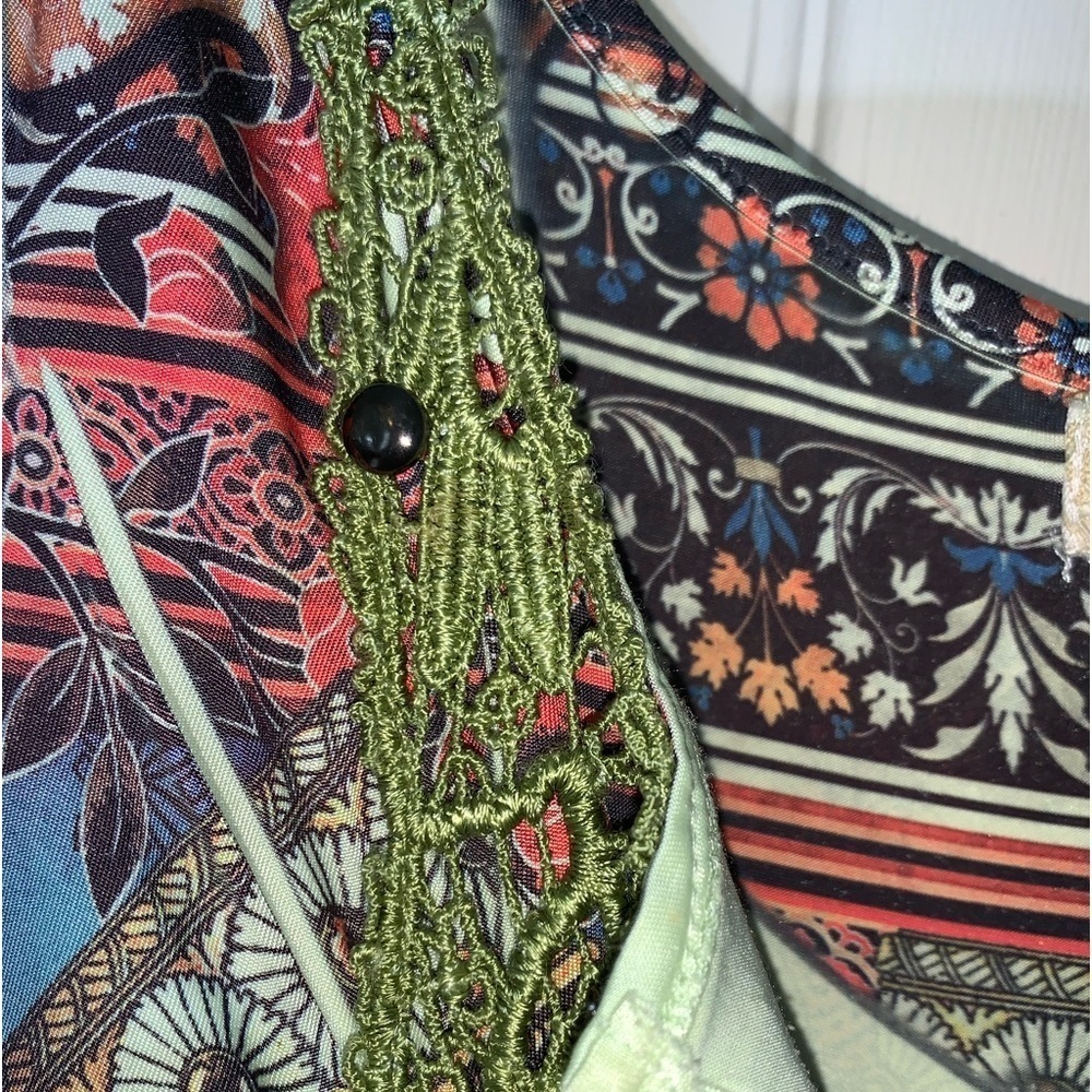 ONE WORLD SMALL POLY TANK SUMMER TOP BOHO HIPPIE GEOMETRIC - Picture 5 of 7
